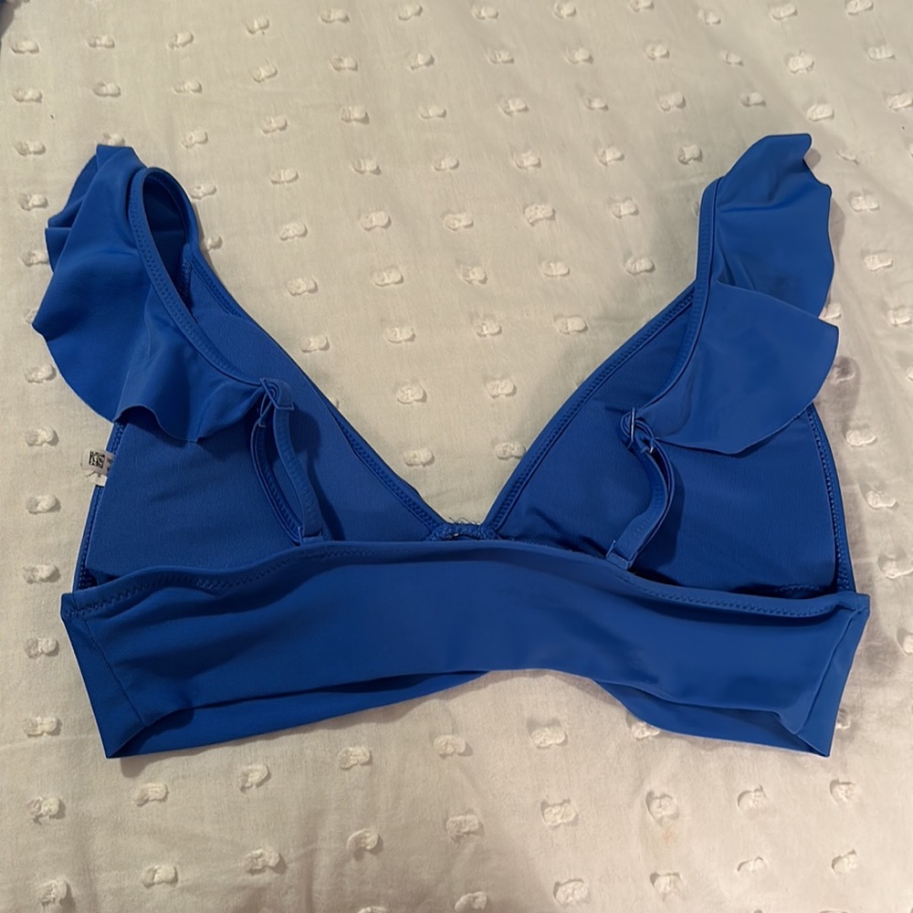 Aerie Bikini- Blue Long Line / High Waist Ruffle Ruched - Picture 8 of 8